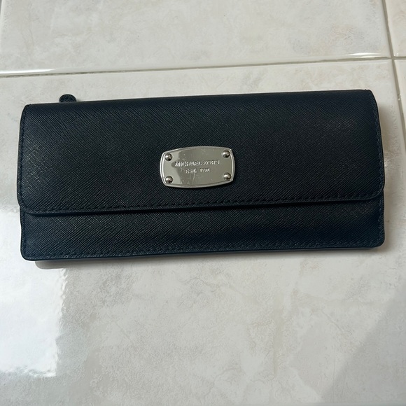 Michael Kors Handbags - Michael Kors Saffiano Leather Slim Bi-Fold Wallet with Silver Hardware